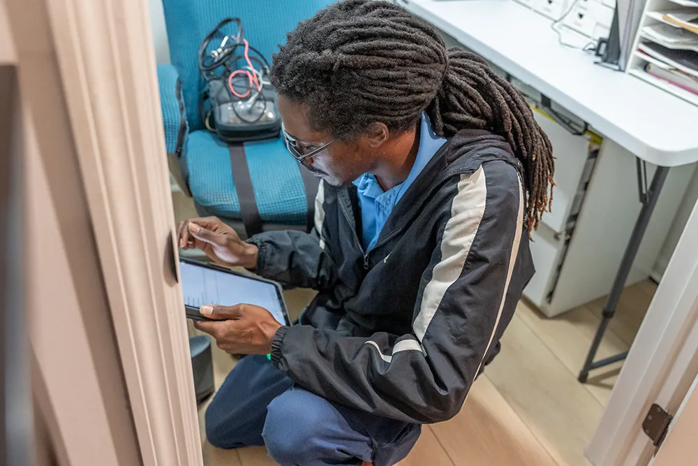 Man performing technical support